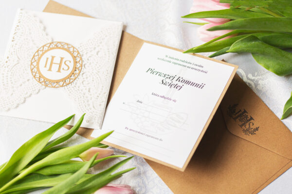 ZAZ_Manufaktura_Pietraszki_zaproszenia_komunijne_wzor_11 zaproszenia komunijne, zaz manufaktura pietraszki, komunia, zakład aktywności zawodowej,