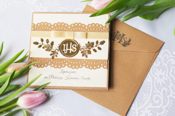 zaproszenia komunijne, zaz manufaktura pietraszki, komunia, zakład aktywności zawodowej,