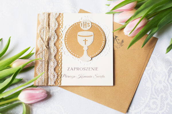 zaproszenia komunijne, zaz manufaktura pietraszki, komunia, zakład aktywności zawodowej,