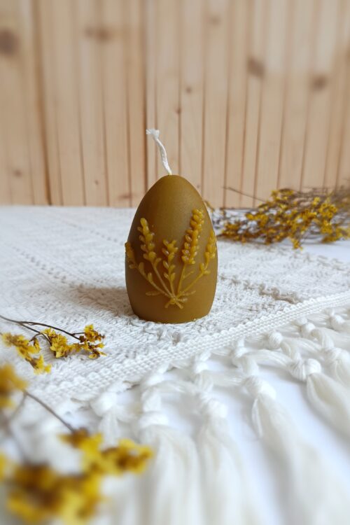 Świeca z naturalnego wosku pszczelego Lawenda