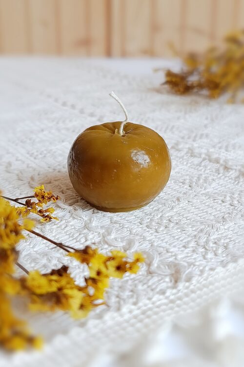 Świeca z naturalnego wosku pszczelego Mandarynka