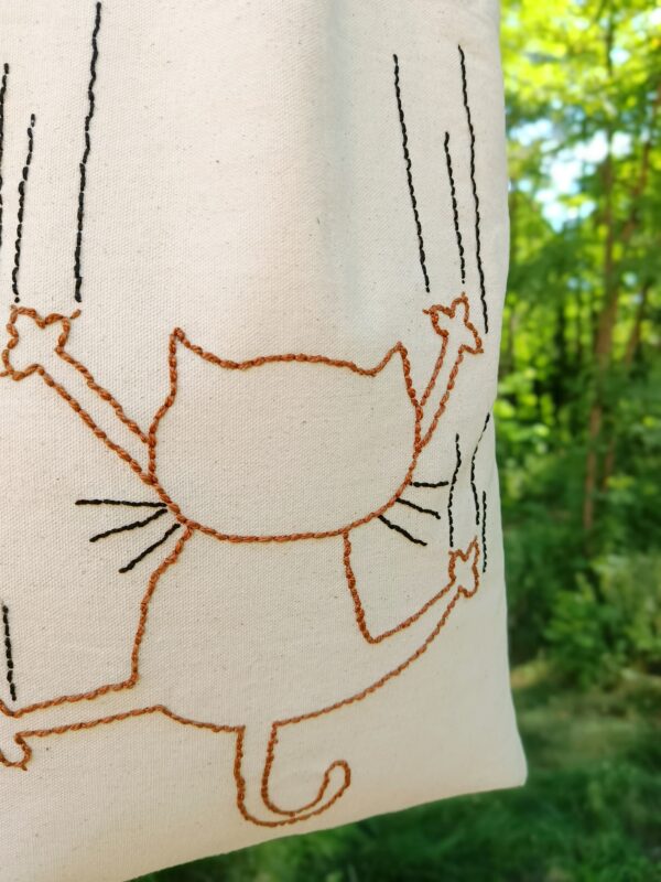 Torba bawełniana ręcznie haftowana Kot