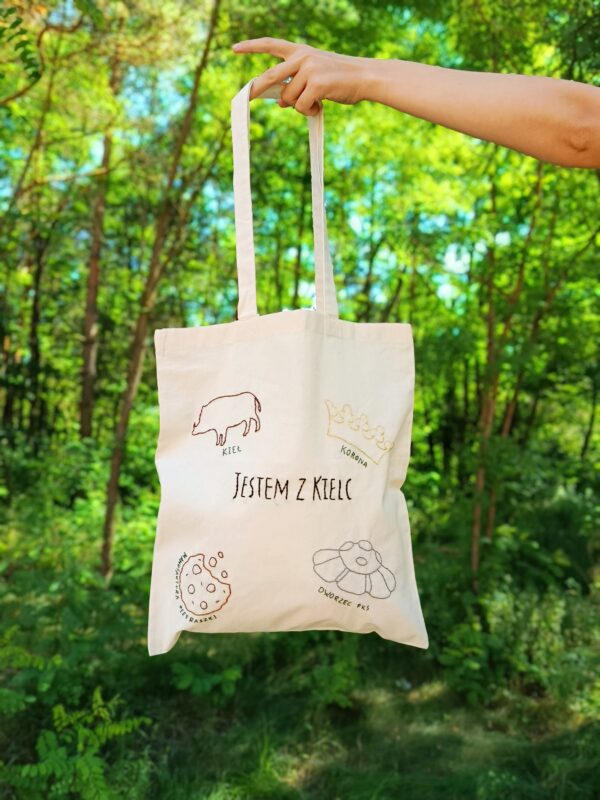 Torba bawełniana ręcznie haftowana - Jestem z Kielc!
