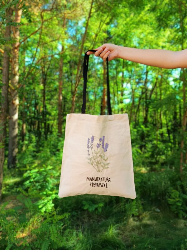 Torba bawełniana ręcznie haftowana Lawenda