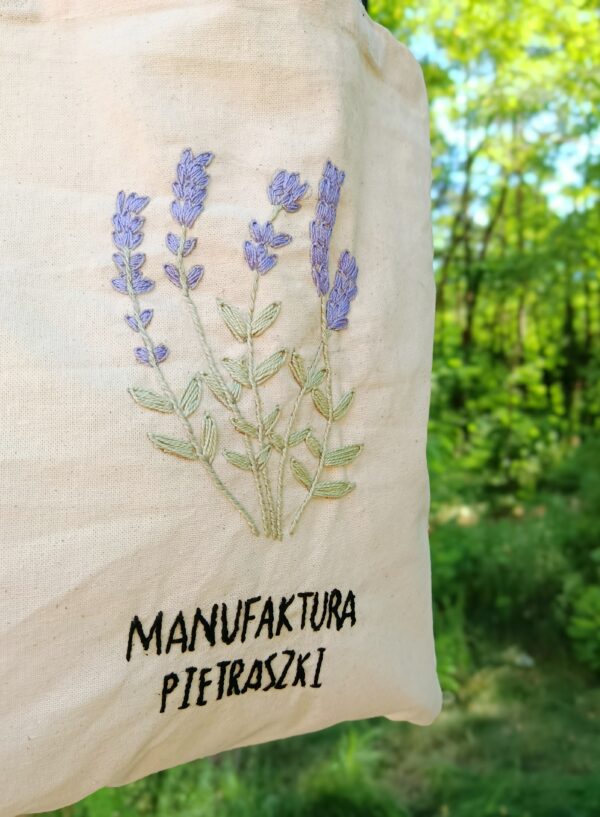 Torba bawełniana ręcznie haftowana Lawenda