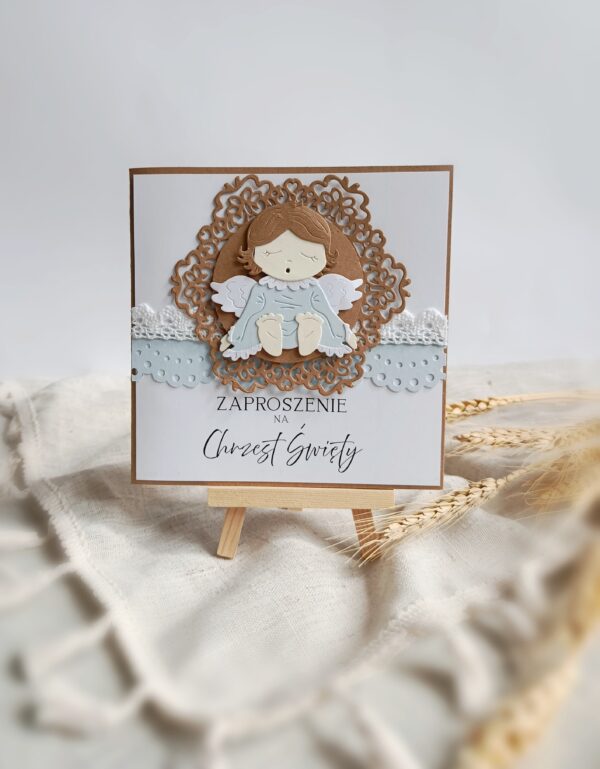 Zaproszenia na Chrzest Święty - Błękitny Aniołek