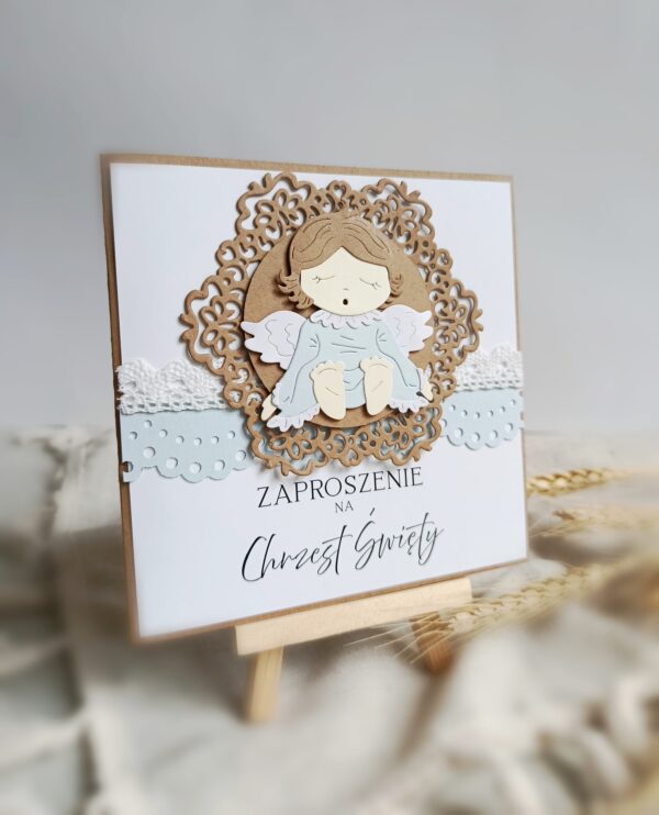 Zaproszenia na Chrzest Święty - Błękitny Aniołek