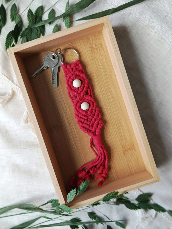 Makramowy brelok ręcznie robiony - Sploty serca