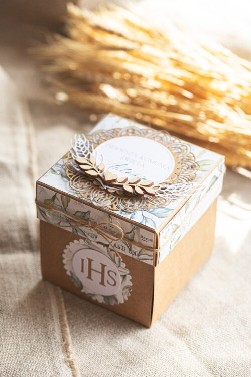 ex-naturalny Exploding Box - Pamiątka Pierwszej Komunii Świętej - Naturalny