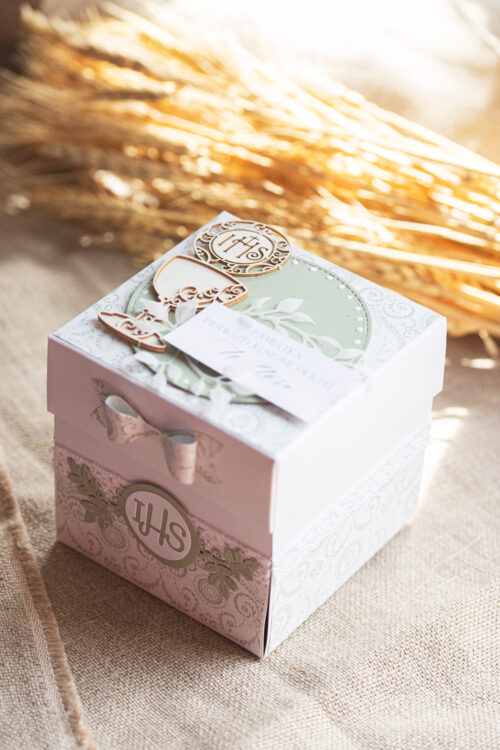 ex-pastelowy Exploding Box - Pamiątka Pierwszej Komunii Świętej - Pastelowy
