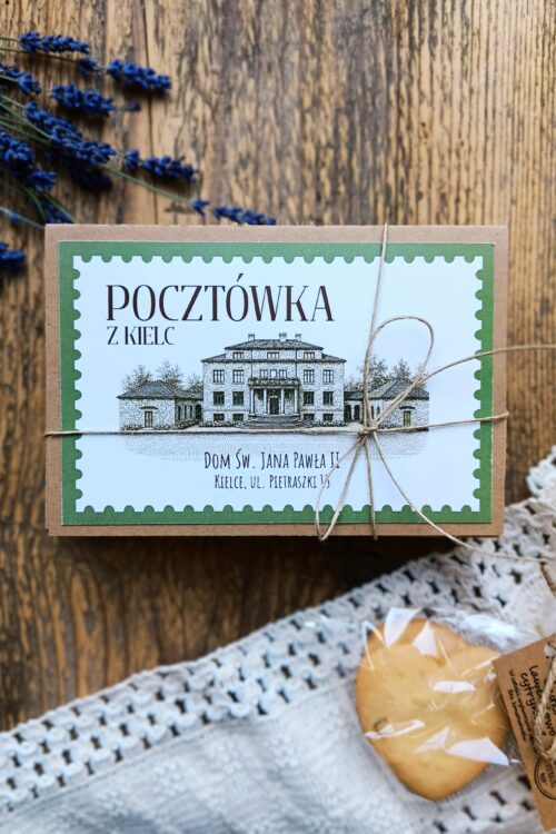 Pocztówka z Kielc z Pietraszkowymi Ciasteczkami - Dom św. Jana Pawła II