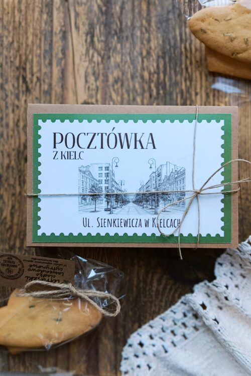 Pocztówka z Kielc z Pietraszkowymi Ciasteczkami - Ulica Sienkiewicza